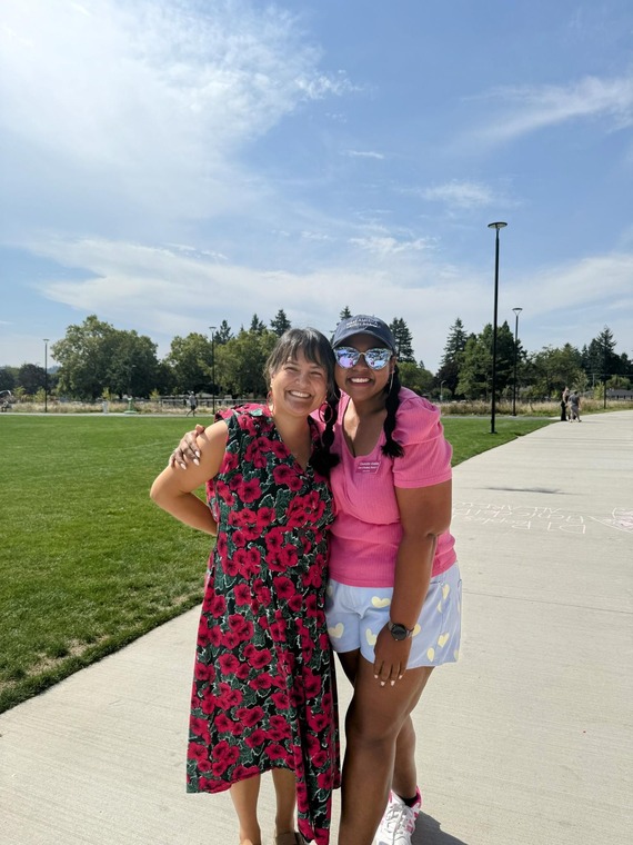 Councilor Koyama Lane and Councilor Avalos smile at the D1 picnic