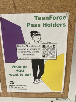Poster advertising Portland Parks and Recreation's Teen Force program