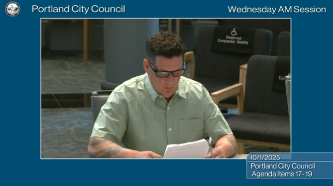 Alex Murrell testifies at city council