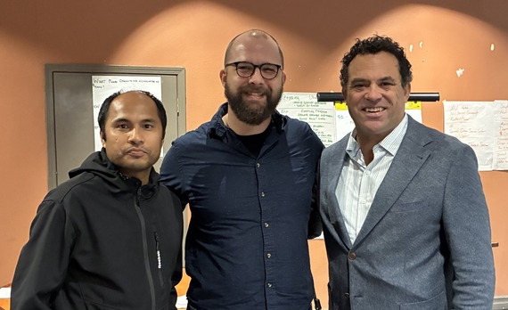 Som Subedi, Councilor Jamie Dunphy, and Art Hendricks smiling at the camera