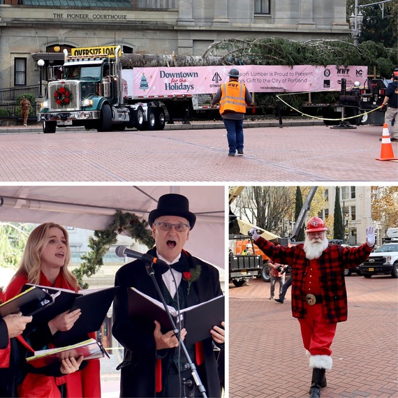 Tree arrival 2025 to Pioneer Courthouse Square
