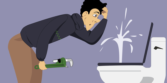 Toilet bowl springing water image