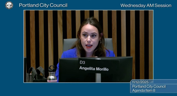 Councilor Morillo at the dais