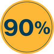 90 percent yellow circle graphic