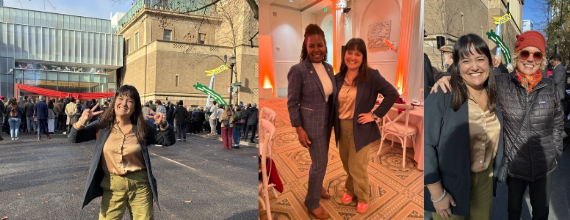 Councilor Koyama Lane in front of Rothko building, and posing with Oregon State Rep Shannon Jones Isadore and City Councilor Olivia Clark
