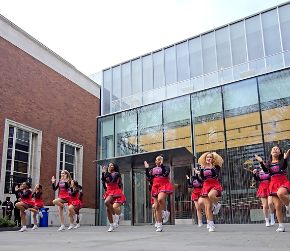 McDaniel High School Stomp and Shake team performs in front of the Portland Art Museum