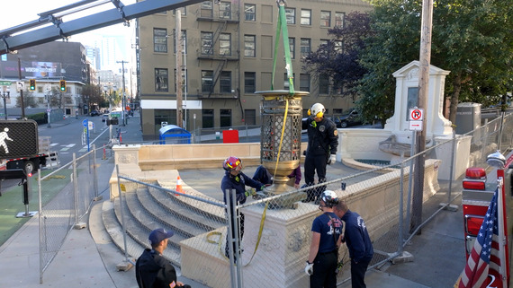 David Campbell Memorial lantern installation by firefighters