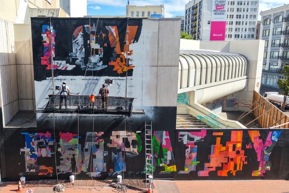 Giant mural downtown at Washington Square - Portland Street Art Alliance - Askew One