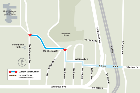 Water - M&C - Fulton Pump map showing work on Chestnut Street