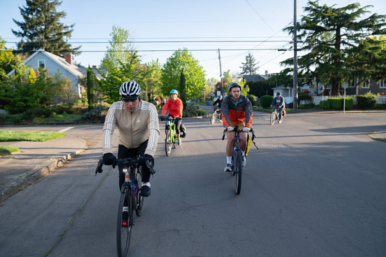 People biking to work on the City Bike Bus
