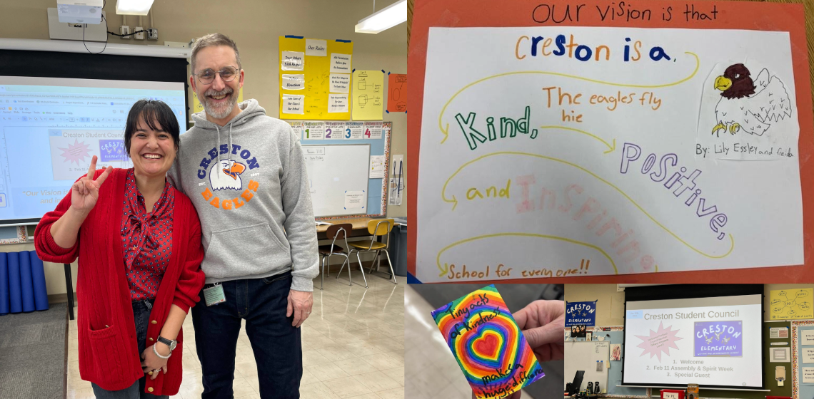 collage of four images from visit to Creston Elementary School Student Council