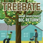 Treebate graphic shows a cartoon tree and house and the words: Small investment, big returns