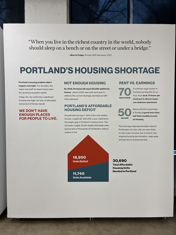 Visual data on Portland's housing shortage at the Dear Portland Exhibit