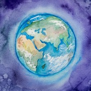 Watercolor illustration of the planet Earth