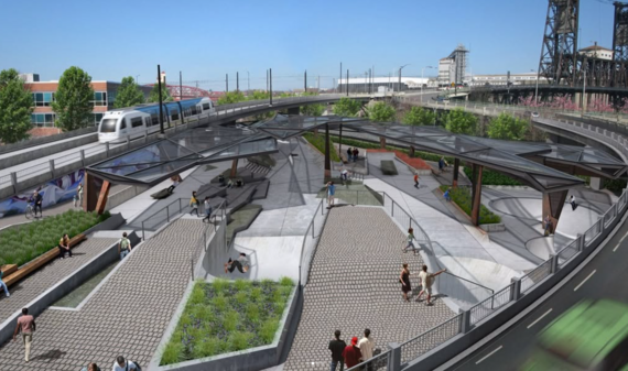 Artist rendering of Steel Bridge Skatepark project
