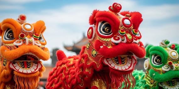 Lion dance for Lunar New Year