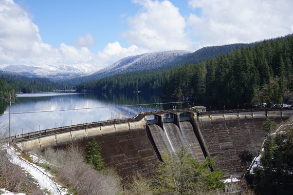 Bull Run watershed dam in the snow