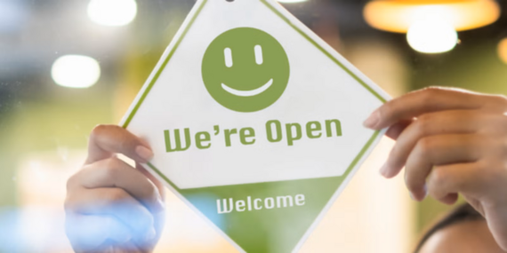Open for business sign