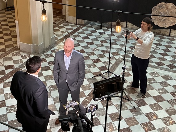 Councilor Green with KATU reporter Wright Gazaway at City Hall on March 3, 2026