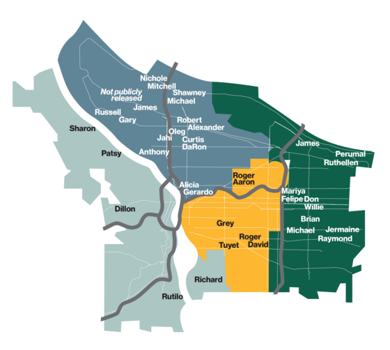 This map shows names of traffic crash victims in the site of the crash in 2025