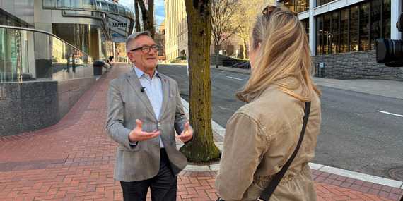 Dan Ryan being interviewed by KGW's Blair Best