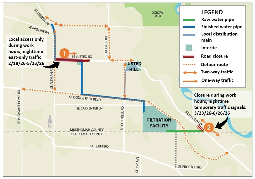 Project construction traffic impacts on Lusted Road. See current traffic impacts section of newsletter for description.