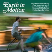 Earth in Motion visual shows bicyclists