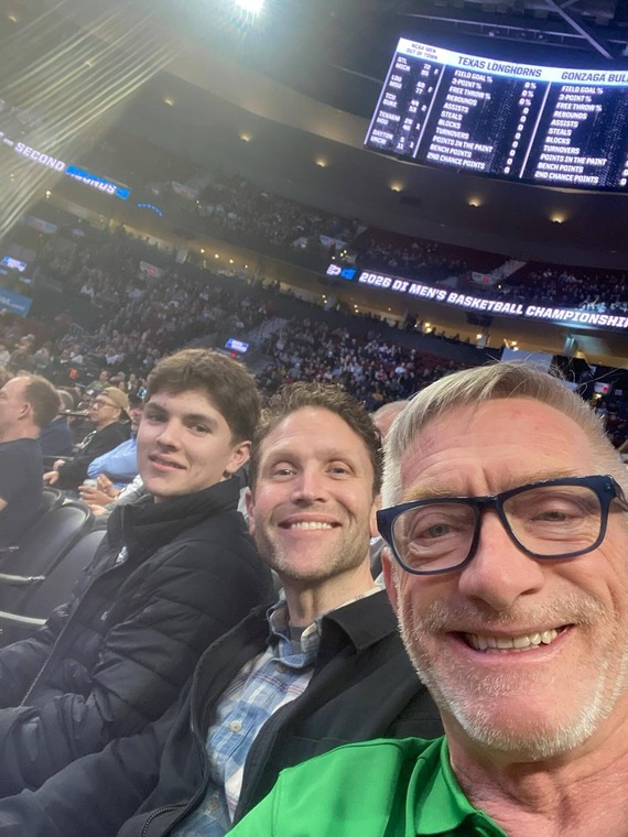 Councilor Ryan at the Gonzaga vs. Texas game, part of the March Madness tournament, in March 2026 with his nephew and great-nephew