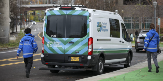 Portland Street Response van and two employees