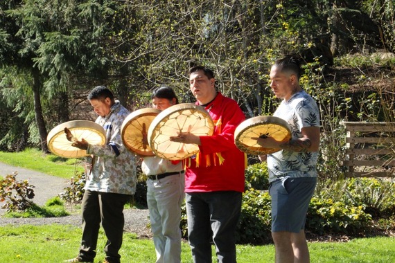 Native drumming at the 'Scht Wiwnu Park Naming Ceremony