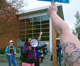 Councilor Avalos speaking at PCC strike
