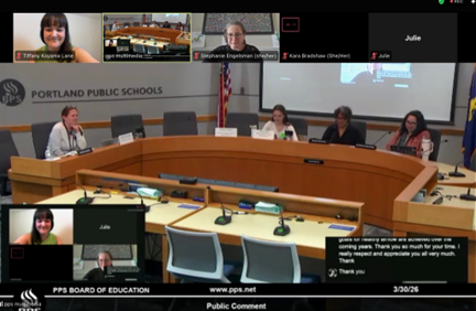 Councilor Koyama Lane joining the PPS Board meeting virtually 