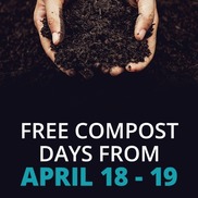 Free compost day with hands holding dirt