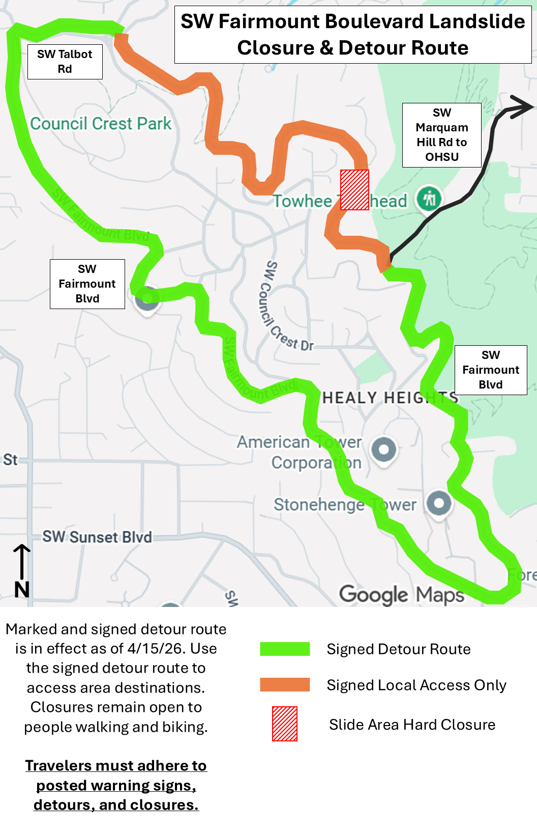 Fairmount Blvd Landslide Detour Route