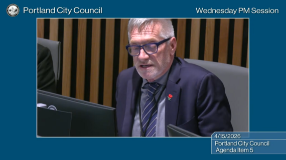 Councilor Ryan presenting his housing ordinance amendment to the full Council on April 15, 2026.