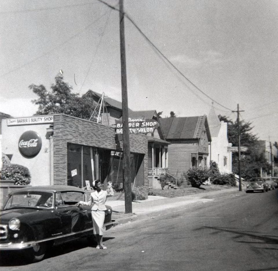 Dean's Barber and Beauty Shop photo in black-and-white