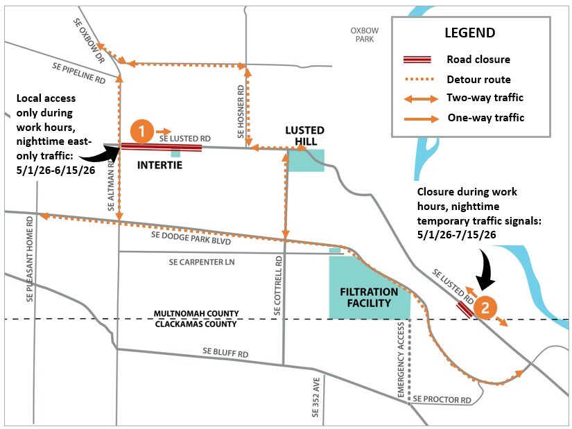 Map of project construction traffic impacts. Details in enews.