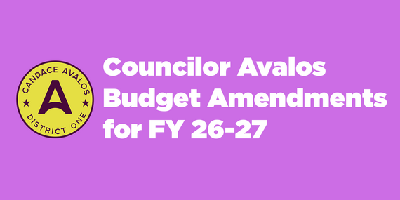 Councilor Avalos Budget Amendments for FY 26-27
