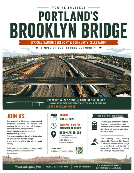 graphic promoting Brooklyn Bridge naming celebration