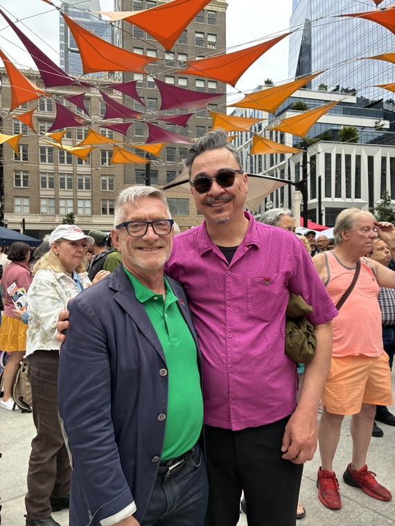 Councilor Ryan and his partner Amo at the Darcelle XV Plaza grand opening and community celebration on June 25, 2026.