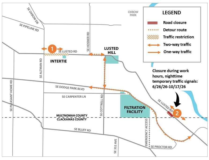 Map of project construction traffic impacts. Details in temporary traffic controls section of enews.