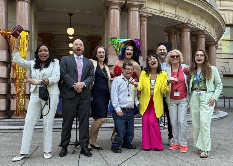 Councilors Smith, Green, Pirtle-Guiney, Novick, Koyama Lane, Zimmerman, Clark and Morillo with Miss City of Roses ‘26 Nicole Onoscopi