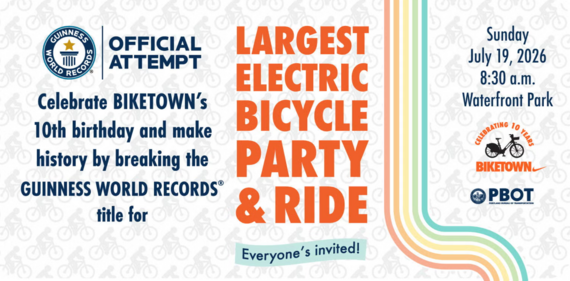 Graphic promoting e-bike Guinness World Record attempt