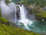 ARTS - View of the Snoqualmie with a waterfall and lots of green trees, owned by Pro Democracy Narrative Playbook.