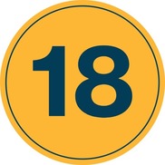 A yellow circle with the number 18