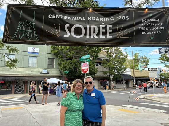 St. Johns Boosters President Laura Streib and Councilor Ryan at the organizations 100th anniversary soiree. 