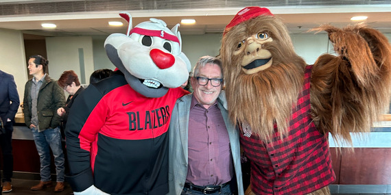Councilor Ryan with Blaze the Trail Cat and Douglas Fur at the signing of SB 1501 in April 2026.  