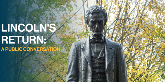 ARTS - Abraham Lincoln monument as it was in 2017 with "Lincoln's Return: A Public Conversation" next to the monument.