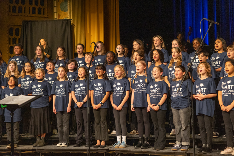 K - 5 Students singing in HeART of Portland choir