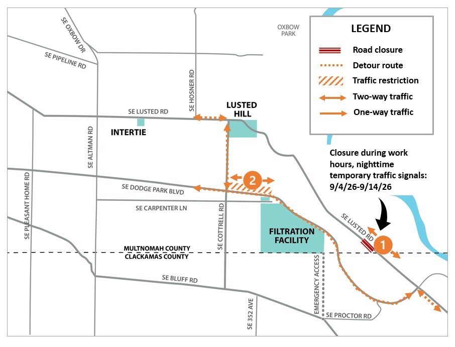 Map of project construction traffic impacts. Details in temporary traffic controls section of enews.